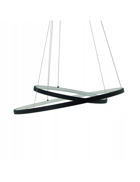 Nowoczesna Lampa LED PEORIA z Pilotem - Elegancka Podwójna Lampa w Czarnej Obudowie do Salonu i Jadalni