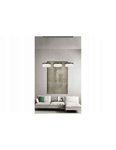 Nowoczesna lampa wisząca LED RING 3-punktowa czarna, styl skandynawski, 100cm, 1500 lumenów do jadalni i salonu