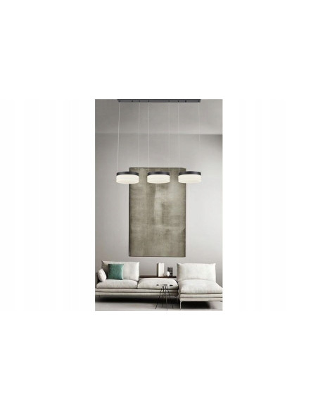 Nowoczesna lampa wisząca LED RING 3-punktowa czarna, styl skandynawski, 100cm, 1500 lumenów do jadalni i salonu