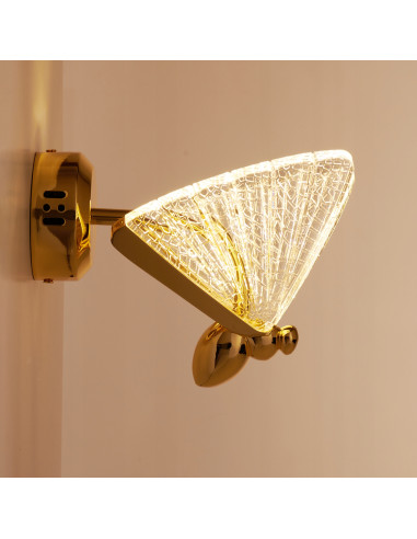 Kinkiet BEE LED - Luksusowa lampa ścienna w stylu glamour, metalowo-akrylowy design, idealna do sypialni i biura.