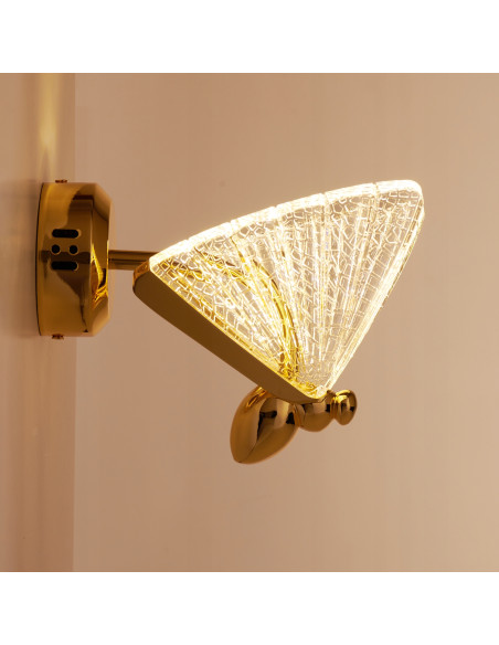 Kinkiet BEE LED - Luksusowa lampa ścienna w stylu glamour, metalowo-akrylowy design, idealna do sypialni i biura.