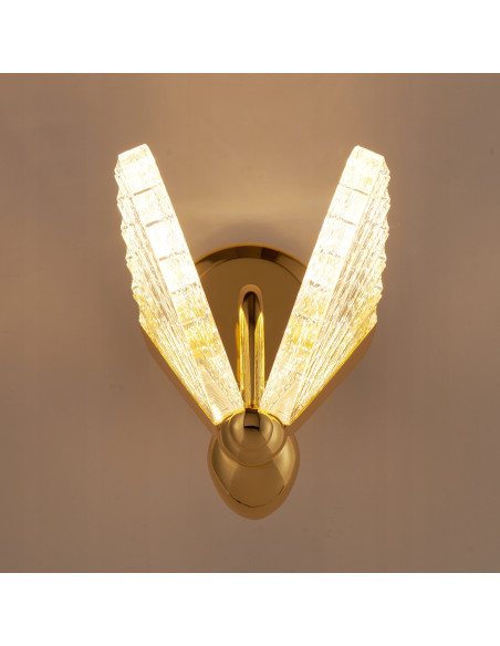 Kinkiet BEE LED - Luksusowa lampa ścienna w stylu glamour, metalowo-akrylowy design, idealna do sypialni i biura.