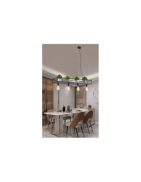 Nowoczesna lampa kwietnik Fiore z półką - elegancka metalowa dekoracja do jadalni i kuchni w kolorze czarnym