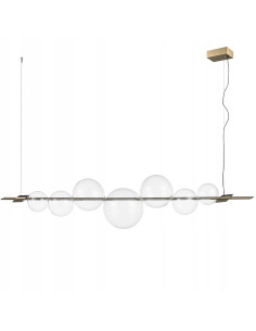 Lampa LED AMORE w złocie z bańkowymi kloszami, elegancka do jadalni i salonu, 342 cm, energooszczędna