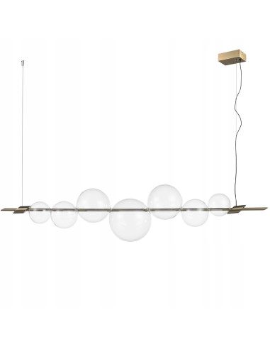 Lampa LED AMORE w złocie z bańkowymi kloszami, elegancka do jadalni i salonu, 342 cm, energooszczędna