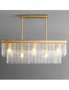 Luksusowa lampa wisząca ICELAND z kryształami K9 w złotej ramie – elegancka dekoracja do wnętrza salonu i jadalni