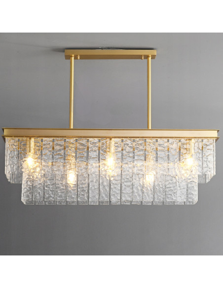 Luksusowa lampa wisząca ICELAND z kryształami K9 w złotej ramie – elegancka dekoracja do wnętrza salonu i jadalni