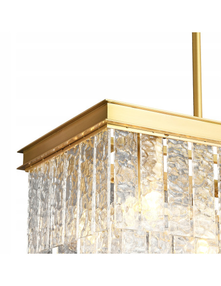 Luksusowa lampa wisząca ICELAND z kryształami K9 w złotej ramie – elegancka dekoracja do wnętrza salonu i jadalni