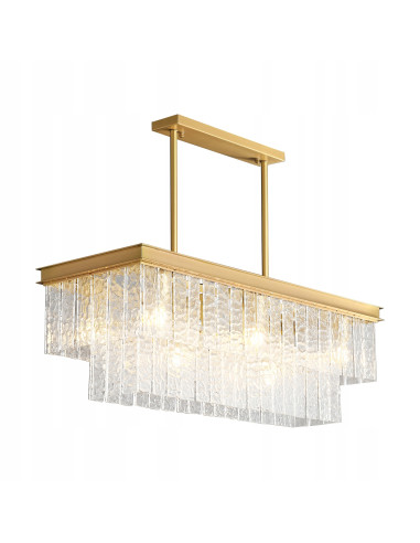 Luksusowa lampa wisząca ICELAND z kryształami K9 w złotej ramie – elegancka dekoracja do wnętrza salonu i jadalni