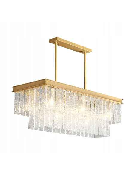 Luksusowa lampa wisząca ICELAND z kryształami K9 w złotej ramie – elegancka dekoracja do wnętrza salonu i jadalni