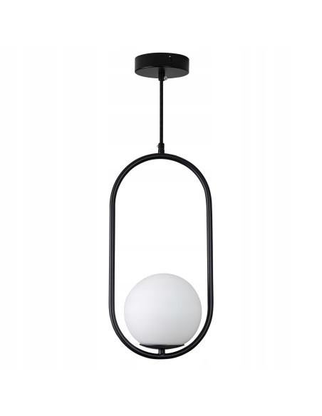 Lampa Wisząca COSTA SOLO - Nowoczesny Design w Czerni z Mlecznym Kloszem do Stylowych Wnętrz
