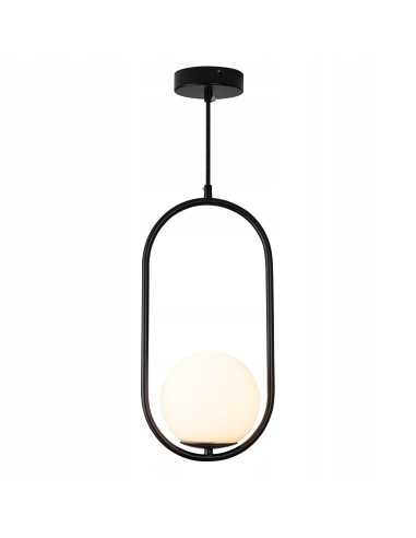 Lampa Wisząca COSTA SOLO - Nowoczesny Design w Czerni z Mlecznym Kloszem do Stylowych Wnętrz