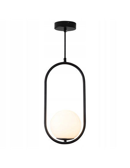 Lampa Wisząca COSTA SOLO - Nowoczesny Design w Czerni z Mlecznym Kloszem do Stylowych Wnętrz