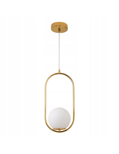 Lampa wisząca COSTA SOLO – złota elegancja z mlecznym kloszem do nowoczesnych wnętrz