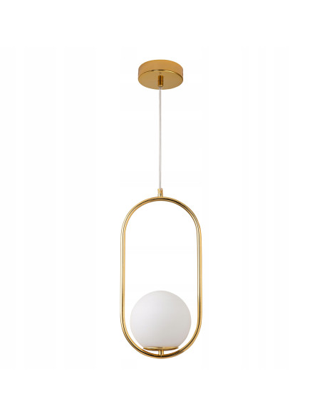 Lampa wisząca COSTA SOLO – złota elegancja z mlecznym kloszem do nowoczesnych wnętrz
