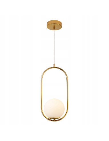 Lampa wisząca COSTA SOLO – złota elegancja z mlecznym kloszem do nowoczesnych wnętrz