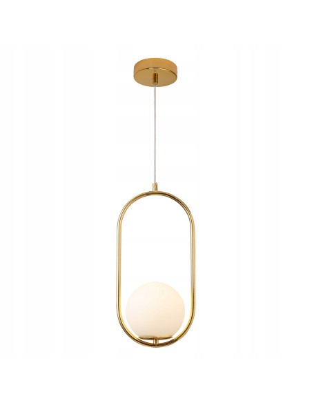 Lampa wisząca COSTA SOLO – złota elegancja z mlecznym kloszem do nowoczesnych wnętrz