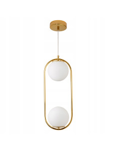 Lampa wisząca COSTA DUO w złotej oprawie z mlecznymi kloszami - nowoczesne oświetlenie do biura i salonu