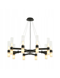 Elegancka lampa wisząca CANDELA-10 w czerni, kandelabr z 10 kloszami, regulowana wysokość 50-200 cm, nowoczesny design.