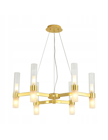 Lampa wisząca CANDELA-6, 6-punktowa, czarna z szklanymi kloszami, elegancka do biura i salonu