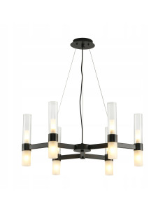 Nowoczesny czarny żyrandol CANDELA-6 - elegancki świecznik do jadalni, biura i salonu z regulowaną wysokością.