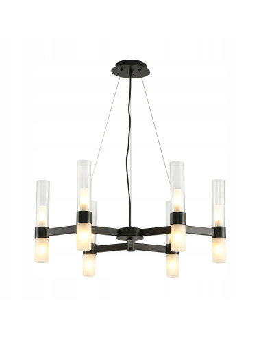 Nowoczesny czarny żyrandol CANDELA-6 - elegancki świecznik do jadalni, biura i salonu z regulowaną wysokością.
