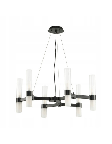 Nowoczesny czarny żyrandol CANDELA-6 - elegancki świecznik do jadalni, biura i salonu z regulowaną wysokością.