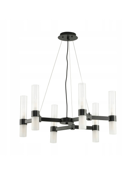 Nowoczesny czarny żyrandol CANDELA-6 - elegancki świecznik do jadalni, biura i salonu z regulowaną wysokością.