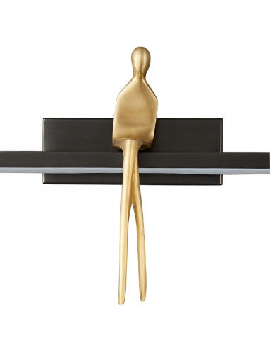 Lampa ścienna AMICI LED z mosiężną figurką - nowoczesny kinkiet do eleganckich wnętrz w czerni