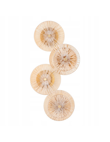 Kinkiet LUXIO-4 w bursztynie, elegancka lampa ścienna LED do nowoczesnych wnętrz, 61 cm wysokości, złoty mosiądz.