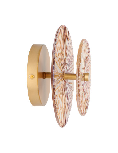 Kinkiet LUXIO w kolorze bursztynowym - nowoczesna lampa LED do salonu, sypialni i biura, elegancki design.