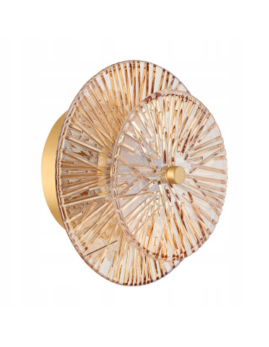 Kinkiet LUXIO w kolorze bursztynowym - nowoczesna lampa LED do salonu, sypialni i biura, elegancki design.