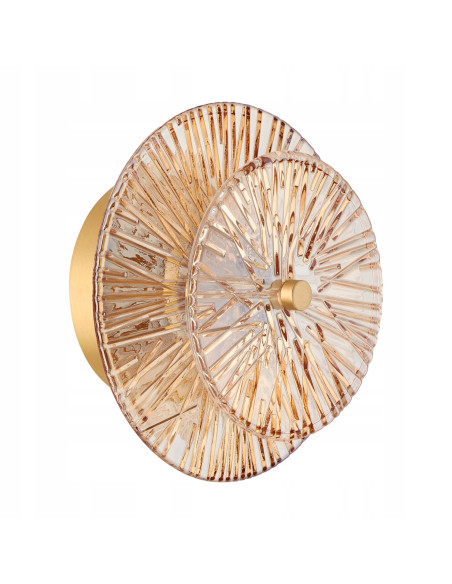 Kinkiet LUXIO w kolorze bursztynowym - nowoczesna lampa LED do salonu, sypialni i biura, elegancki design.