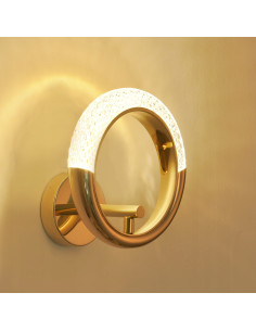 Kinkiet JEWEL w złotym glam, kryształowy akcent do sypialni i korytarza, energooszczędny LED 5W, elegancka forma.