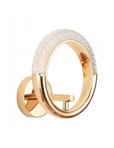 Kinkiet JEWEL w złotym glam, kryształowy akcent do sypialni i korytarza, energooszczędny LED 5W, elegancka forma.