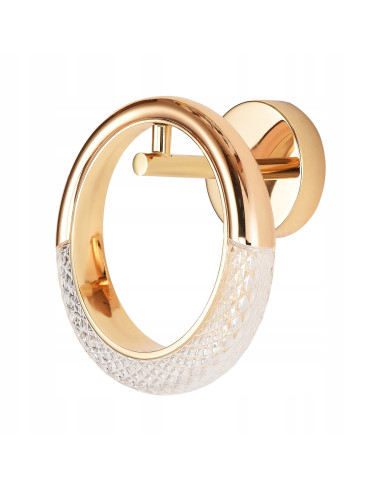 Kinkiet JEWEL w złotym glam, kryształowy akcent do sypialni i korytarza, energooszczędny LED 5W, elegancka forma.