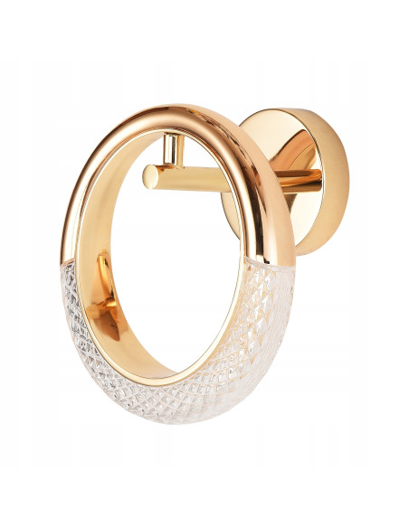 Kinkiet JEWEL w złotym glam, kryształowy akcent do sypialni i korytarza, energooszczędny LED 5W, elegancka forma.