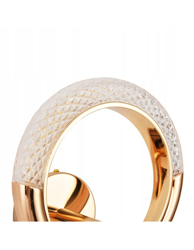 Kinkiet JEWEL w złotym glam, kryształowy akcent do sypialni i korytarza, energooszczędny LED 5W, elegancka forma.