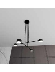 Lampa sufitowa MODUS czarna, 4-punktowe oświetlenie metalowe do nowoczesnych wnętrz biurowych i mieszkalnych