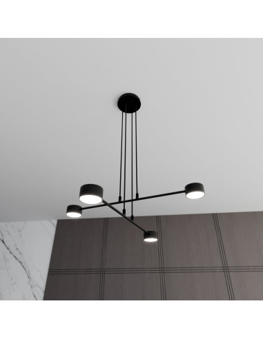 Lampa sufitowa MODUS czarna, 4-punktowe oświetlenie metalowe do nowoczesnych wnętrz biurowych i mieszkalnych