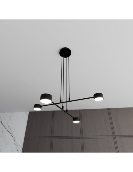 Lampa sufitowa MODUS czarna, 4-punktowe oświetlenie metalowe do nowoczesnych wnętrz biurowych i mieszkalnych