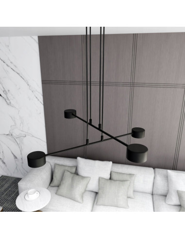 Lampa sufitowa MODUS czarna, 4-punktowe oświetlenie metalowe do nowoczesnych wnętrz biurowych i mieszkalnych