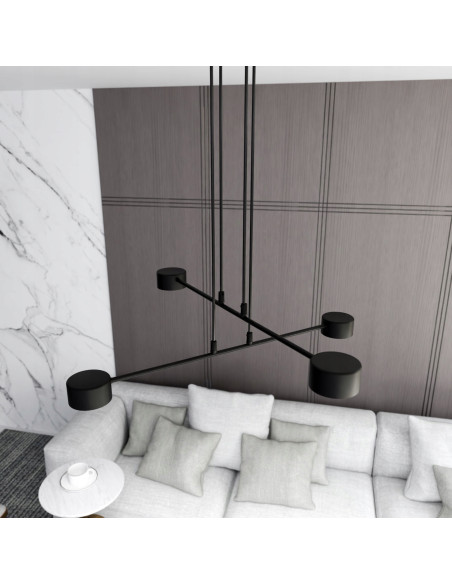 Lampa sufitowa MODUS czarna, 4-punktowe oświetlenie metalowe do nowoczesnych wnętrz biurowych i mieszkalnych