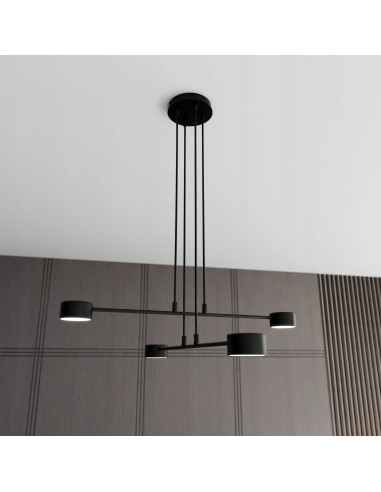 Lampa sufitowa MODUS czarna, 4-punktowe oświetlenie metalowe do nowoczesnych wnętrz biurowych i mieszkalnych