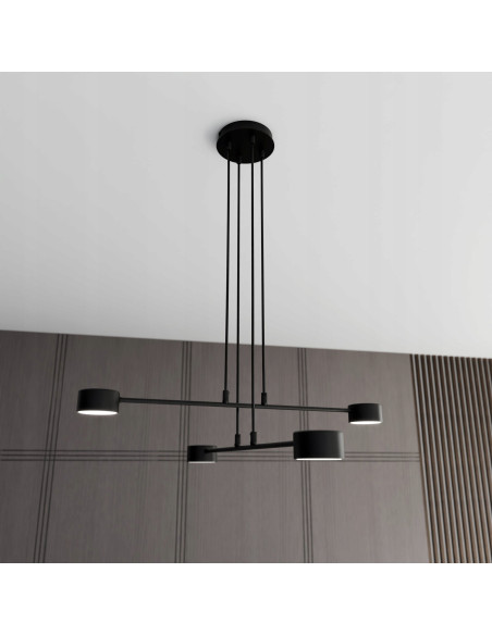 Lampa sufitowa MODUS czarna, 4-punktowe oświetlenie metalowe do nowoczesnych wnętrz biurowych i mieszkalnych