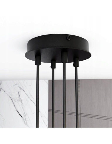 Lampa sufitowa MODUS czarna, 4-punktowe oświetlenie metalowe do nowoczesnych wnętrz biurowych i mieszkalnych
