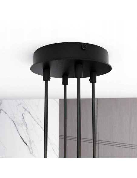 Lampa sufitowa MODUS czarna, 4-punktowe oświetlenie metalowe do nowoczesnych wnętrz biurowych i mieszkalnych