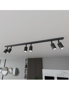 Lampa sufitowa FLASH 6 - elegancki minimalistyczny design do biura i domu, czarna, 6 punktów świetlnych GU10