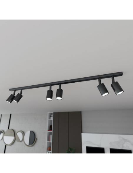 Lampa sufitowa FLASH 6 - elegancki minimalistyczny design do biura i domu, czarna, 6 punktów świetlnych GU10