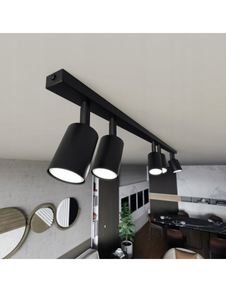 Lampa sufitowa FLASH 6 - elegancki minimalistyczny design do biura i domu, czarna, 6 punktów świetlnych GU10